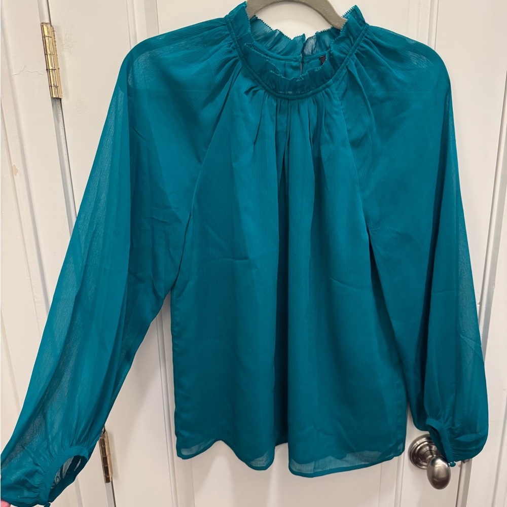 NWT Ann Taylor Vibrant Teal/Emerald Green Blouse Size Small